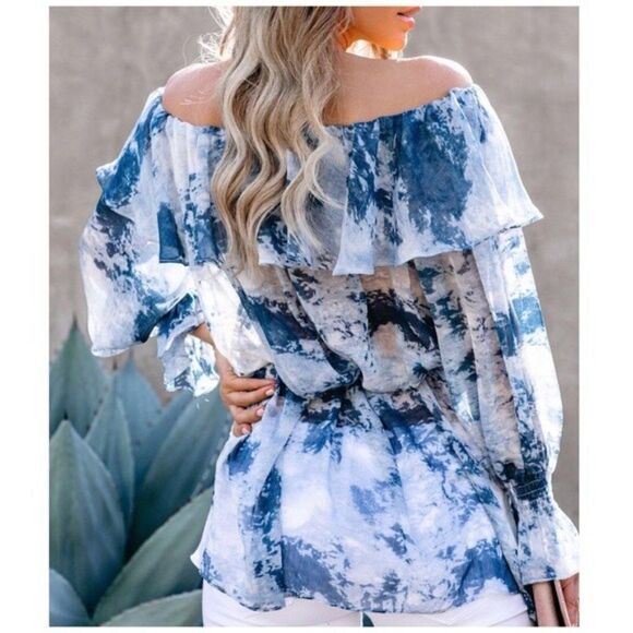 OFF Shoulder Top Hand Dip-dye Woven Top - Picture 3 of 11